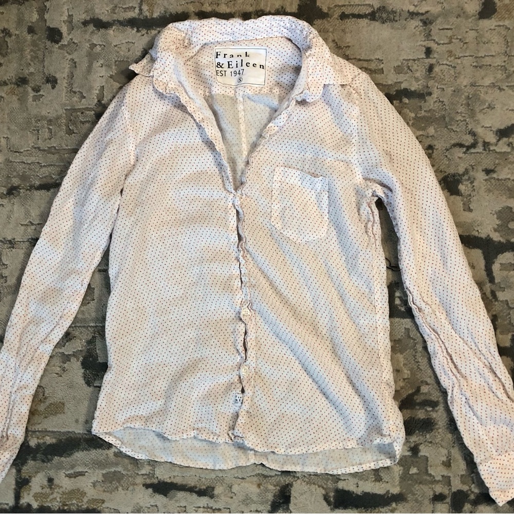 Frank & Eileen Relaxed fit shirt pink polka dots women’s small